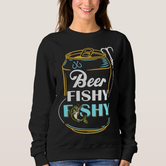 Mens Dad Fishing  for Men  Beer Fishy Fishy スウェットシャツ (正面)