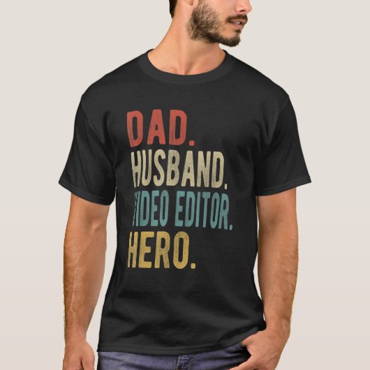 Mens Dad Husband Video Editor Hero Tシャツ (正面)