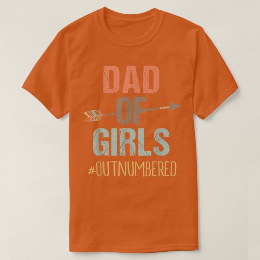 Mens Dad of GirlsOutnumbered Fathers Day  Tシャツ (デザイン正面)