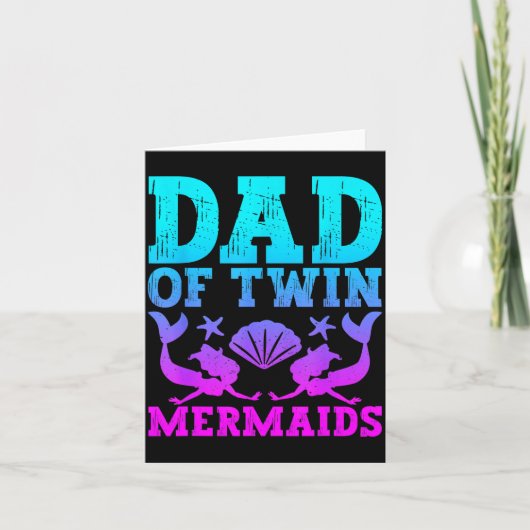 Mens Dad Of Twins Mermaid Father's Day Pregnancy A カード (正面)