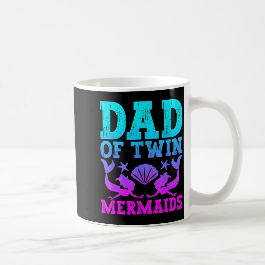 Mens Dad Of Twins Mermaid Father's Day Pregnancy A コーヒーマグカップ (右)
