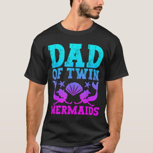 Mens Dad Of Twins Mermaid Father's Day Pregnancy A Tシャツ (正面)