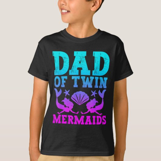 Mens Dad Of Twins Mermaid Father's Day Pregnancy A Tシャツ (正面)