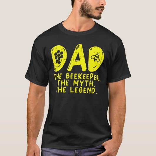 Mens Dad The Beekeeper Myth Legend Beekeeping Bee Tシャツ (正面)