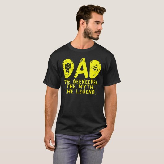 Mens Dad The Beekeeper Myth Legend Beekeeping Bee Tシャツ (正面フル)