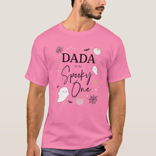 Mens Dada Of The Spooky One Girl First Birthday Pi Tシャツ (正面)