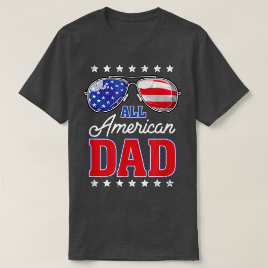 Men's Daddy All American Dad 4th of July Fathers D Tシャツ (デザイン正面)