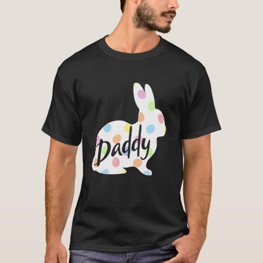 Mens Daddy Bunny Easter Egg Polka Dot Bunny Rabbit Tシャツ (正面)