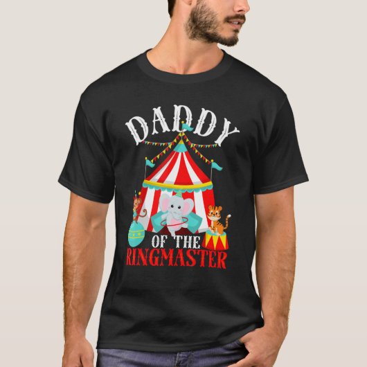 Mens Daddy Of The Ringmaster Kids Carnival Party B Tシャツ (正面)