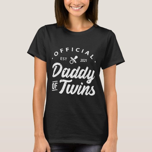 Mens Daddy Of Twins Shirt Funny New Dad To Be Expe Tシャツ (正面)
