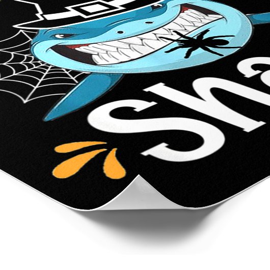 Mens Daddy Shark Funny Halloween Daddy Announcemen ポスター (角)