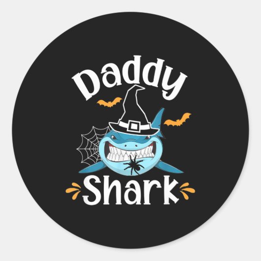 Mens Daddy Shark Funny Halloween Daddy Announcemen ラウンドシール (正面)