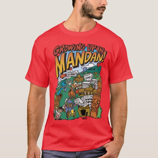 Men's Dark "Growing Up in Mandan" Tシャツ (正面)