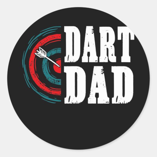 Mens Dart Dad Darts Player Father Dartboard ラウンドシール (正面)