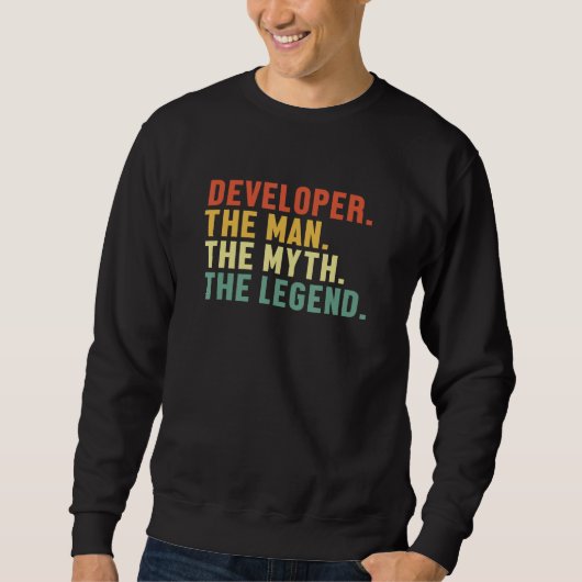 Mens Developer Man Myth Legend Coder Engineer Soft スウェットシャツ (正面)