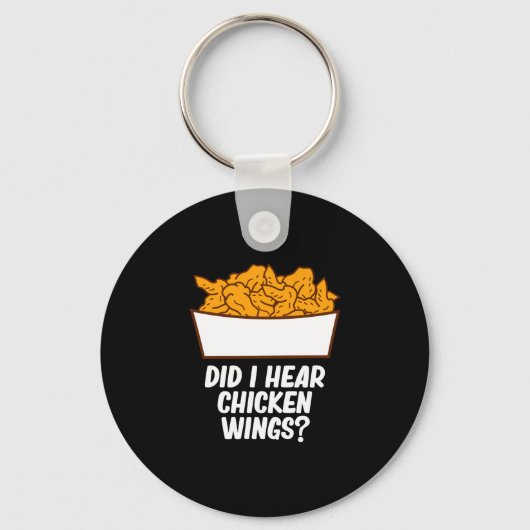 Mens did hear chicken wings - 面白い食べ物好き キーホルダー (正面)