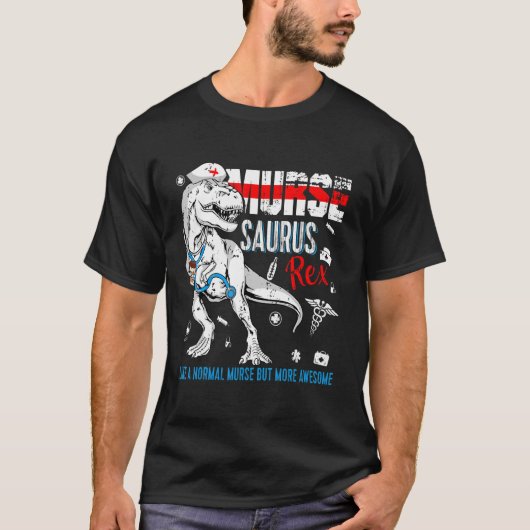 Mens Dinosaur Rex Scrub Nurse Life Coffee Rn Murse Tシャツ (正面)