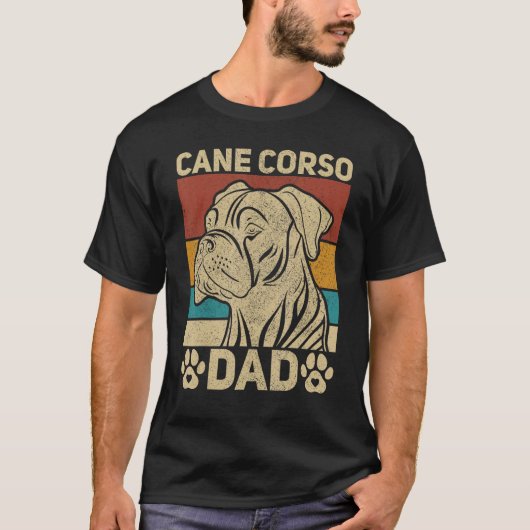 Mens Dog Papa Pet Owner Animal  Outfit Retro Cane  Tシャツ (正面)