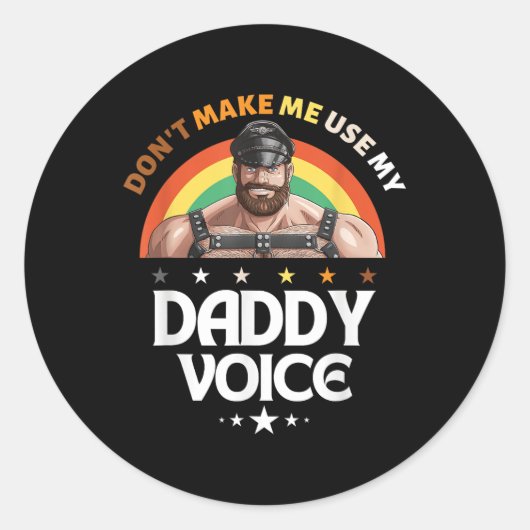 Mens Dont Me Use My Daddy Voice おもしろいゲイBea ラウンドシール (正面)