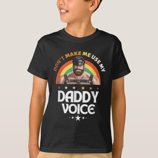 Mens Dont Me Use My Daddy Voice おもしろいゲイBea Tシャツ (正面)