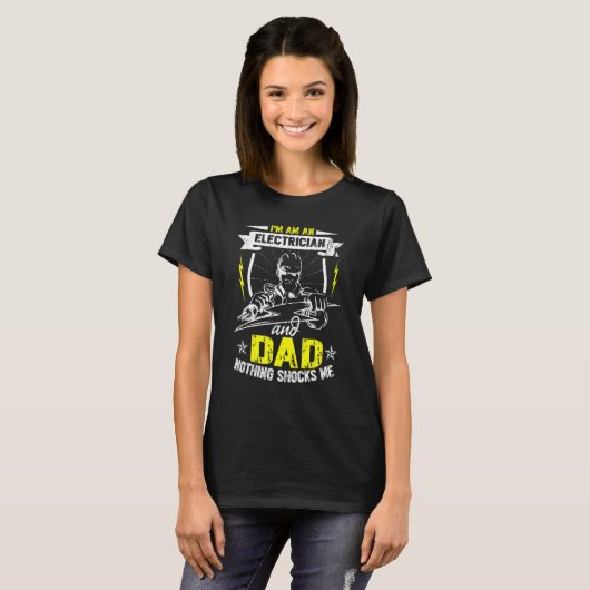 Mens Electrician Dad   Electrician Father Tシャツ (正面フル)