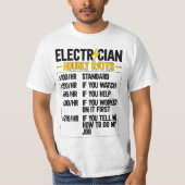 Mens Electrician Hourly Rates Lineman Funny Electr Tシャツ (正面)