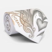 Men's Elegant Grey Abstract Swirl Designer Necktie ネクタイ (ロール)