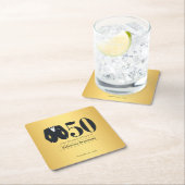 Men's Elegant Tuxedo Gold Black 50th Birthday スクエアペーパーコースター (インサイチュ)