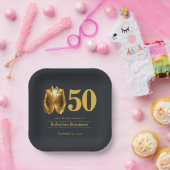 Men's Elegant Tuxedo Gold Black 50th Birthday ペーパープレート (パーティー)
