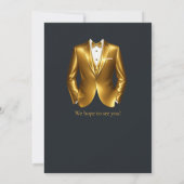 Men's Elegant Tuxedo Gold Black 50th Birthday 招待状 (裏面)