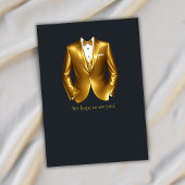 Men's Elegant Tuxedo Gold Black 50th Birthday 招待状