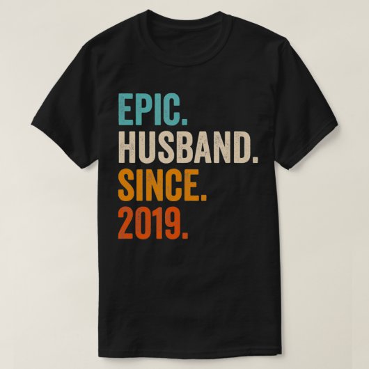 Mens Epic Husband Since 2019  3rd wedding annivers Tシャツ (デザイン正面)