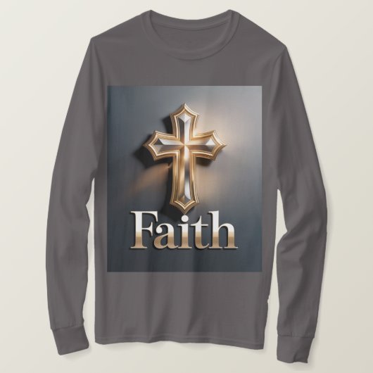 Men's Faith Cross Grey T-Shirt Tシャツ (デザイン正面)