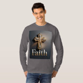 Men's Faith Cross Grey T-Shirt Tシャツ (正面フル)