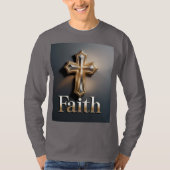 Men's Faith Cross Grey T-Shirt Tシャツ (正面)