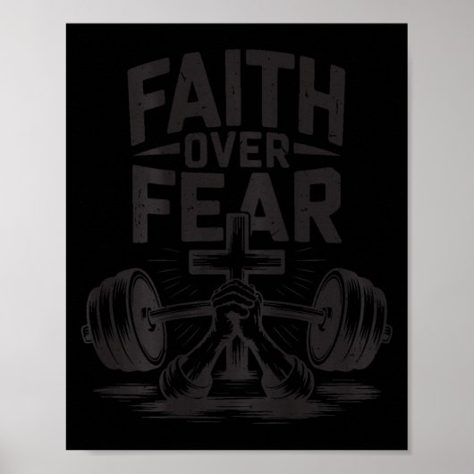 Men's Faith Over Fear Christian Workout Gym Jesus  ポスター (正面)