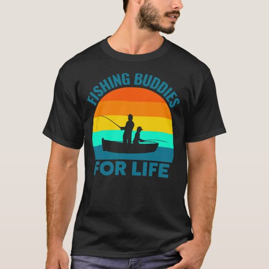 Mens Father and Son Fishing Buddies For Life Tシャツ (正面)