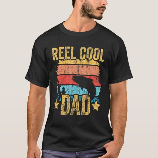 Mens Father And Son Fishing Retro Reel Cool Dad Tシャツ (正面)