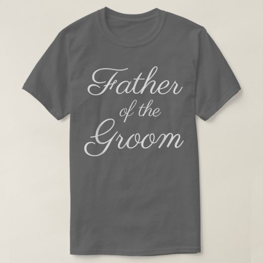 Mens Father of the Groom, White Scriptフォント, Wedd Tシャツ (デザイン正面)