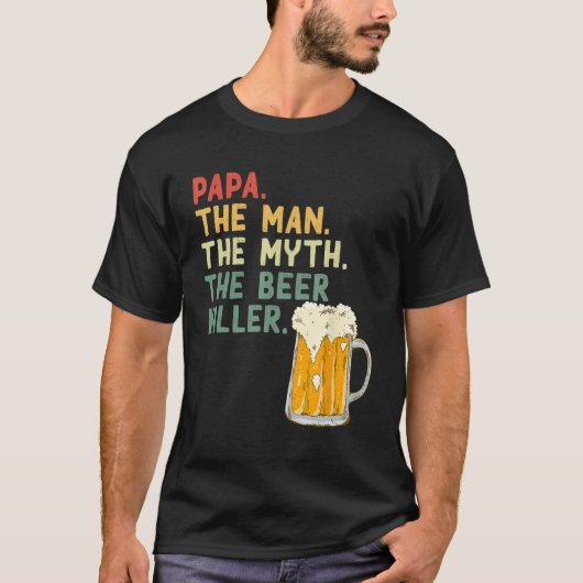 Mens  Father s Day Saying Papa Man Myth Beer Kille Tシャツ (正面)