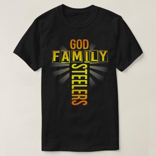 Mens Father's Day Gift God Family Steeler Cross Ch Tシャツ (デザイン正面)