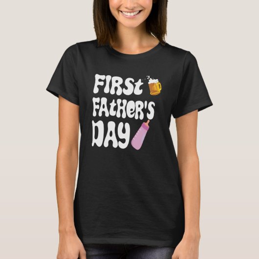 Mens First Father's Day Beer Baby Bottle Daddy 202 Tシャツ (正面)