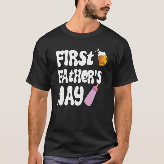 Mens First Father's Day Beer Baby Bottle Daddy 202 Tシャツ (正面)