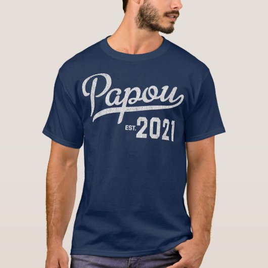Mens First Time Papou 2021 Greek Grandpa Baby Tシャツ (正面)