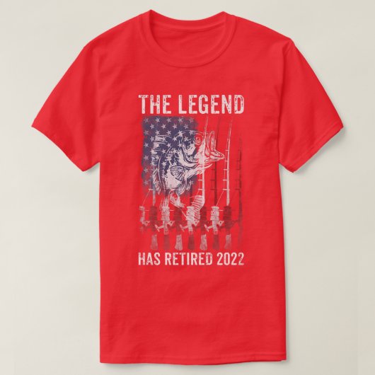 Mens Fishing American Flag Retirement The Legend H Tシャツ (デザイン正面)