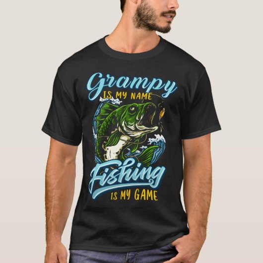 Mens Fishing Grampy Fathers Day for Dad fisherman Tシャツ (正面)