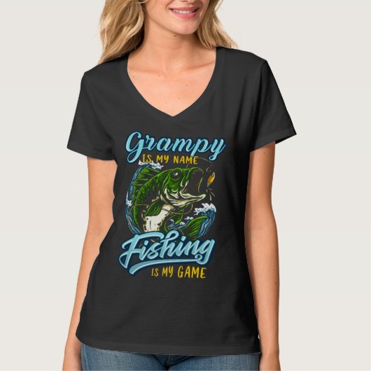 Mens Fishing Grampy Fathers Day for Dad fisherman Tシャツ (正面)