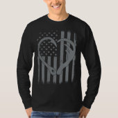 Mens Fishing Hunting US Flag Husband Dad Hook Horn Tシャツ (正面)