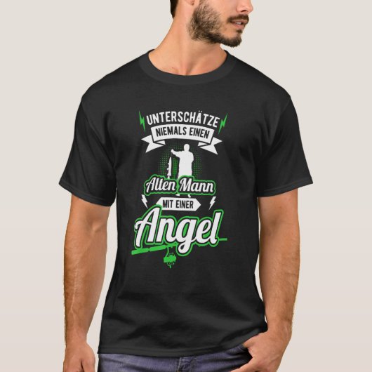 Mens Fishing Saying Old Man Angel Fisherman Joke Tシャツ (正面)