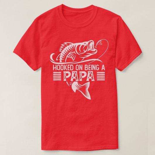 Mens Fishing T-shirt for Papa Hooked on Being a Pa Tシャツ (デザイン正面)